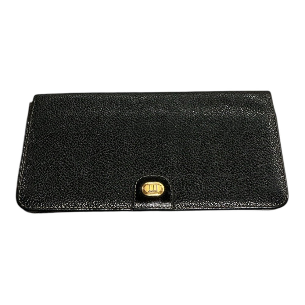 Dunhill Black Bifold Leather Wallet with Gold Detail
